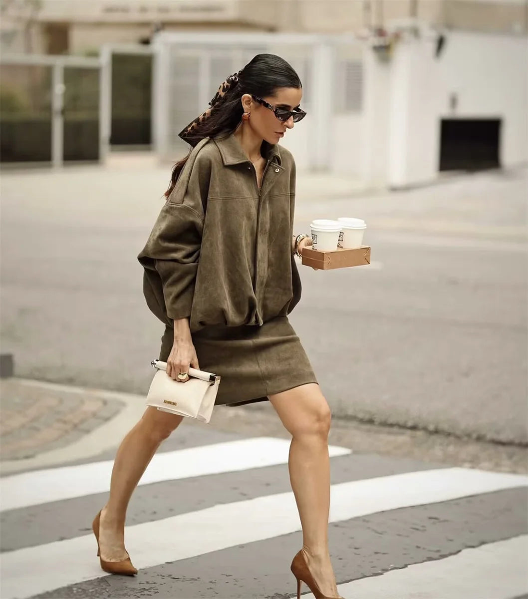 Turn-down Collar Bomber Jacket