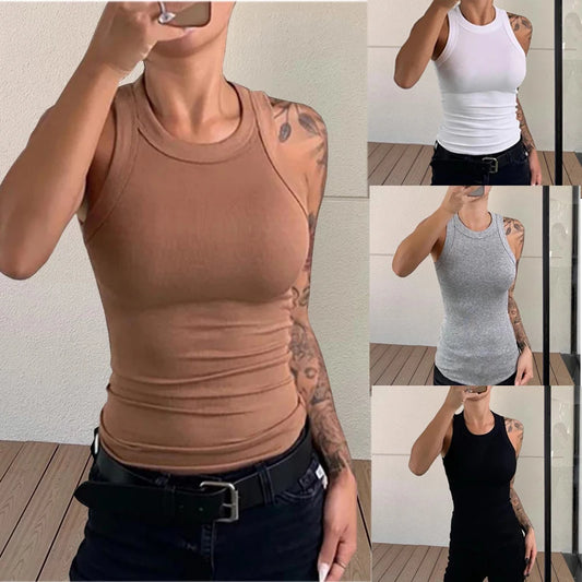 Basic Ribbed Elastic Tank Top