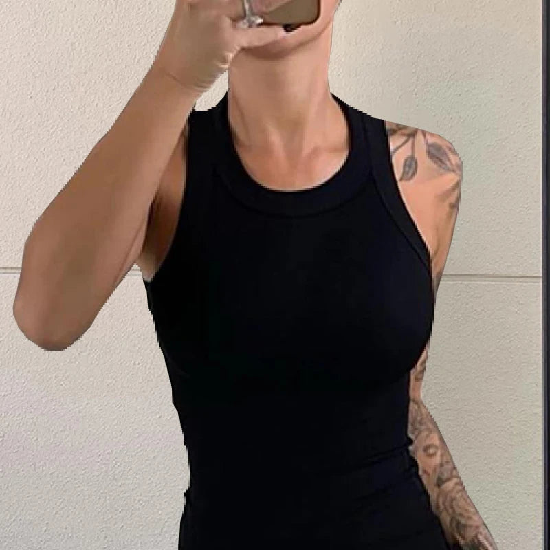Basic Ribbed Elastic Tank Top