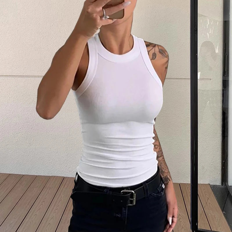 Basic Ribbed Elastic Tank Top