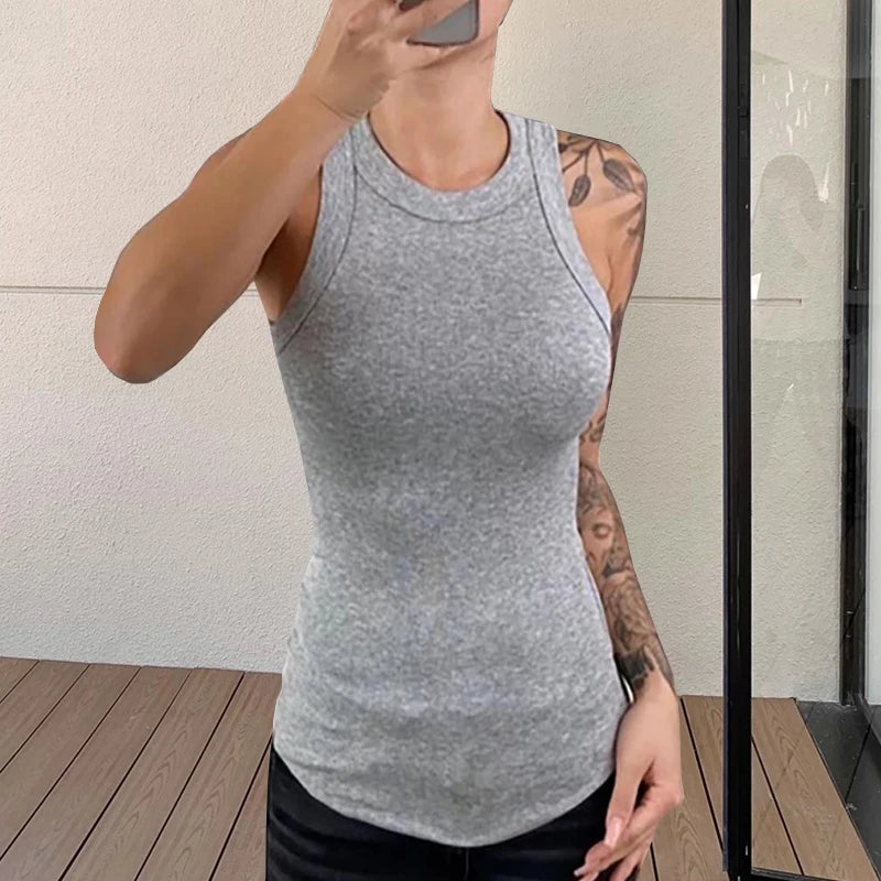 Basic Ribbed Elastic Tank Top