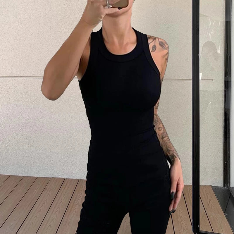 Basic Ribbed Elastic Tank Top