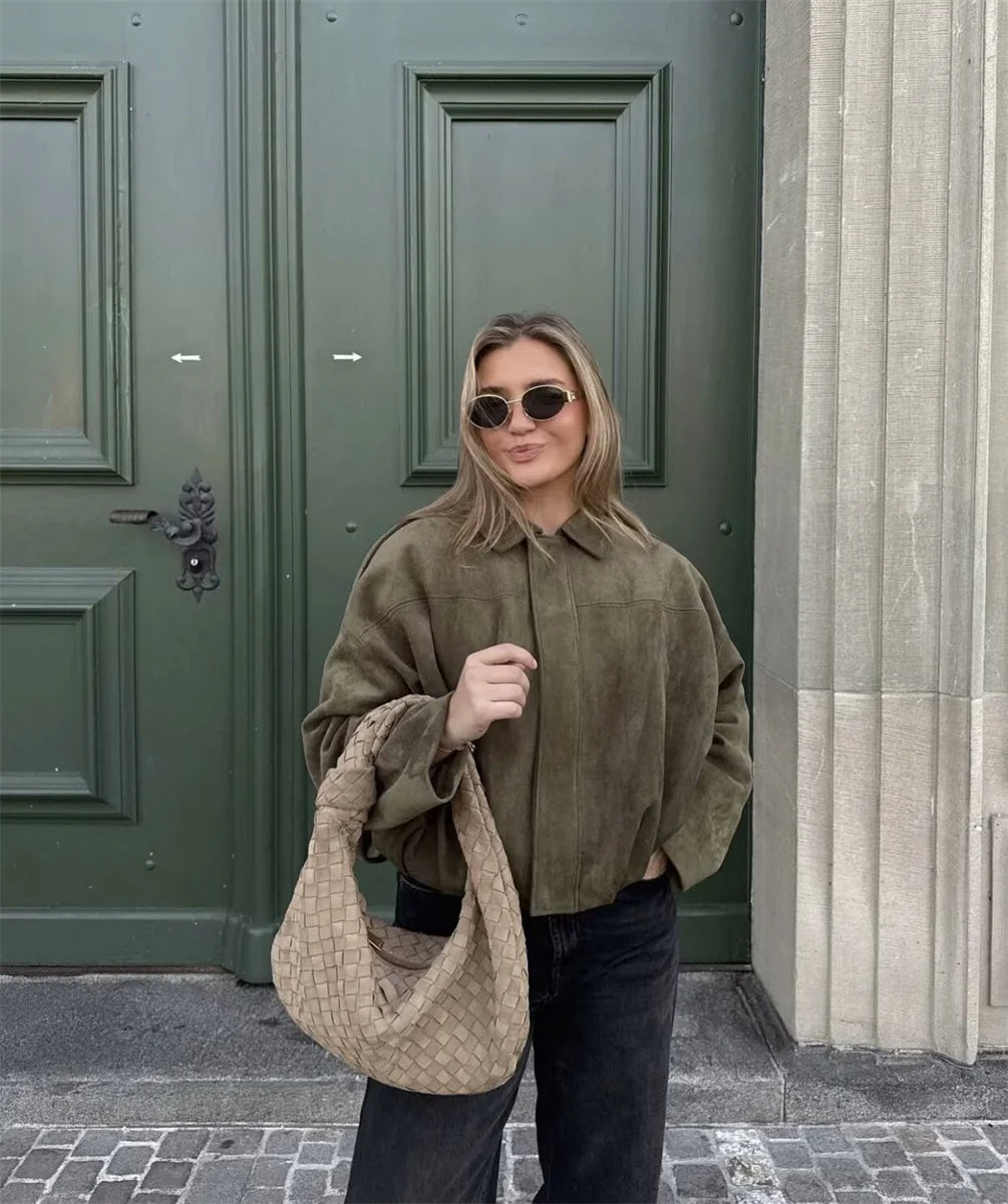 Turn-down Collar Bomber Jacket
