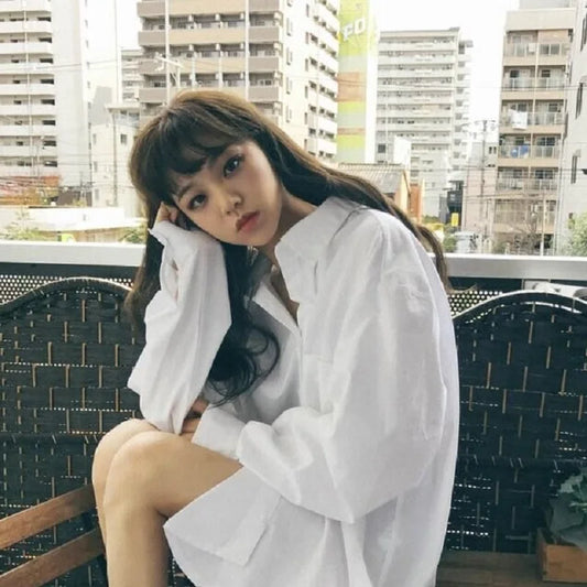 Minimalist Chic Oversize White Basic Shirt