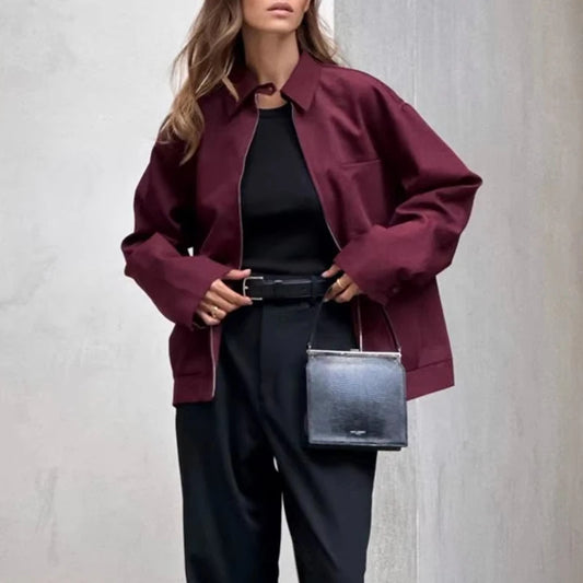 Zipper Long Sleeve Loose Jacket