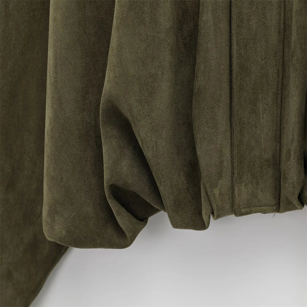 Faux Suede Collared Jacket