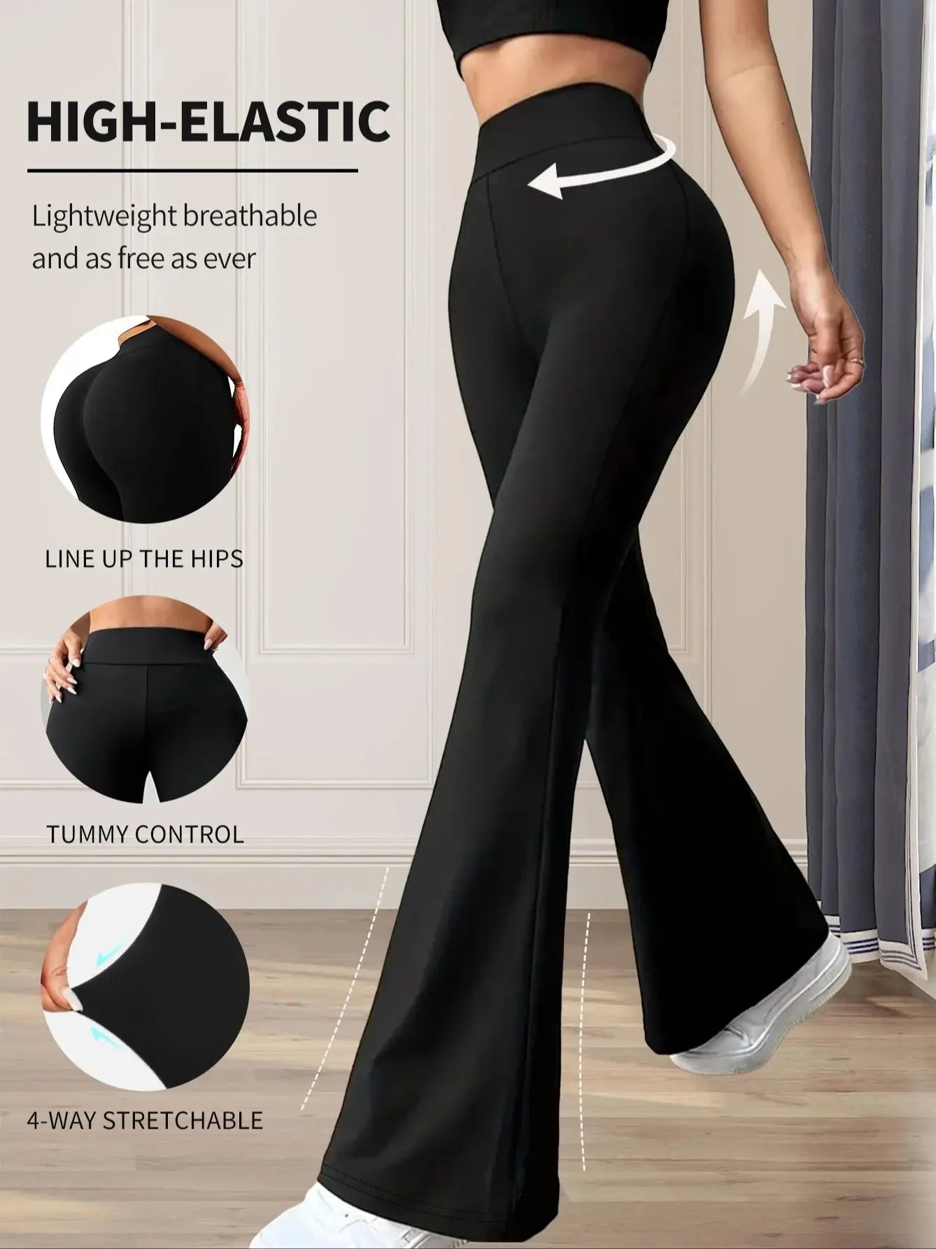 High waisted tight fitting flared pants