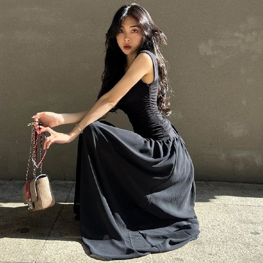 Ruched Bodycon Solid Maxi Dress