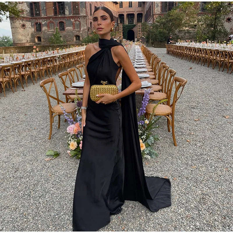 Halter Off Shoulder Sleeveless Maxi Dress