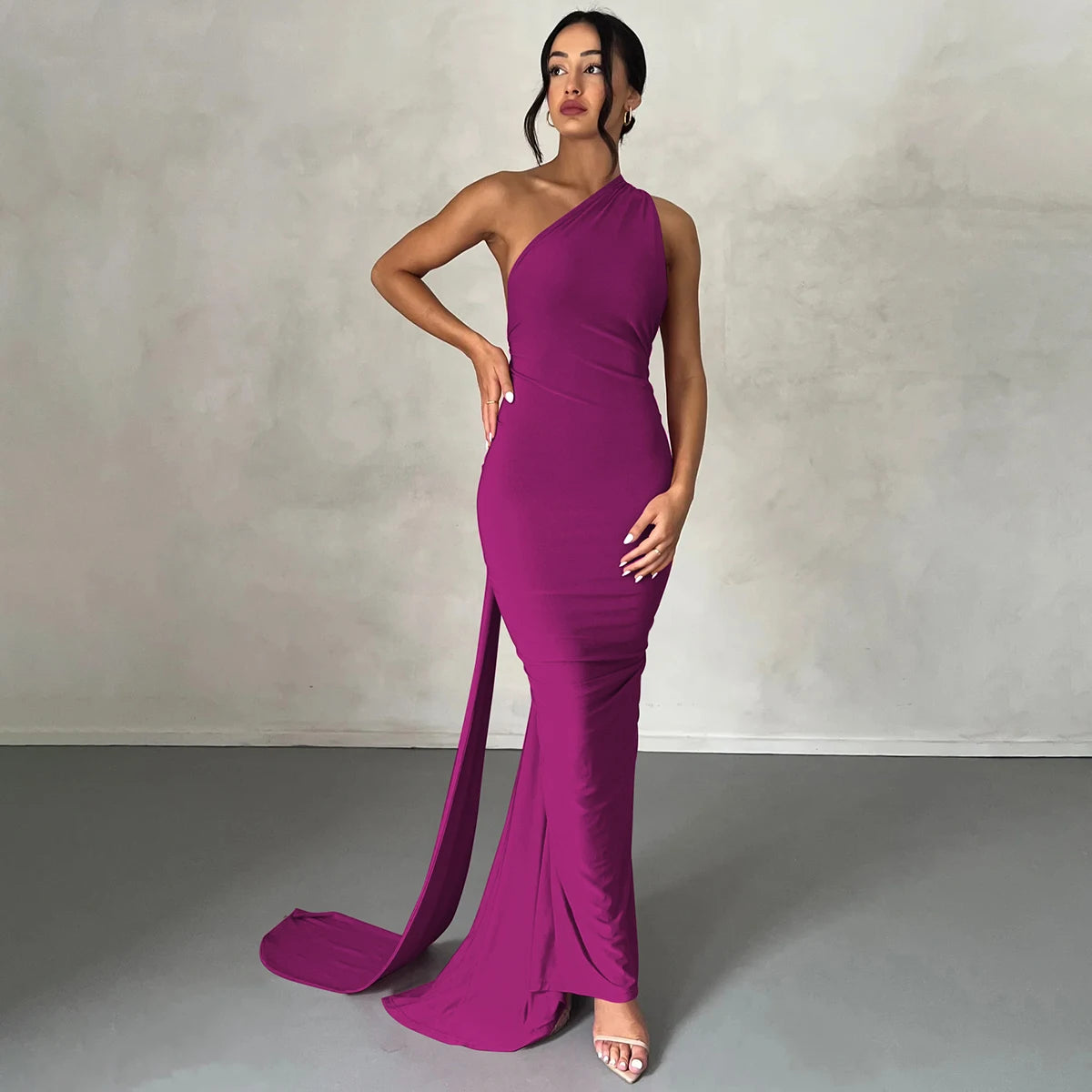 One Shoulder Backless Adjustable Maxi Dress