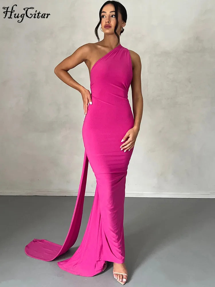One Shoulder Backless Adjustable Maxi Dress