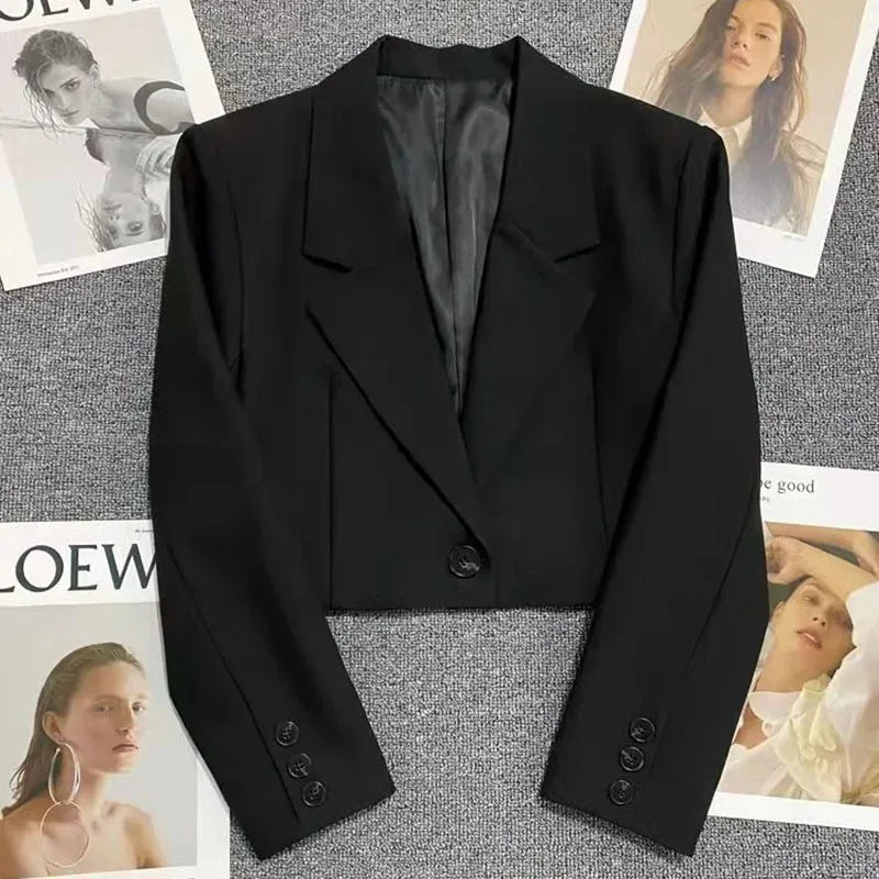 Notched Collar Cropped Blazers