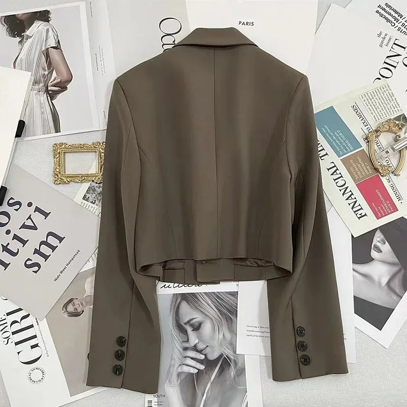Notched Collar Cropped Blazers