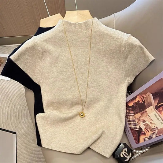 Basic Turtleneck Knitted Pullover Sweater