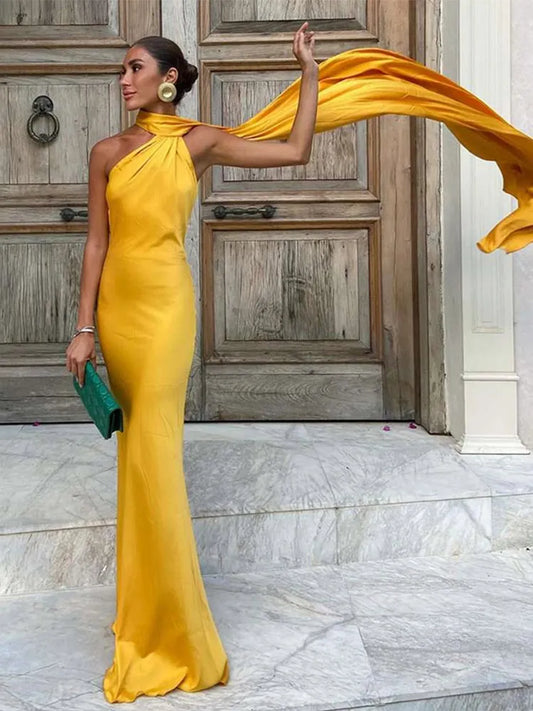 Halter Off Shoulder Sleeveless Maxi Dress