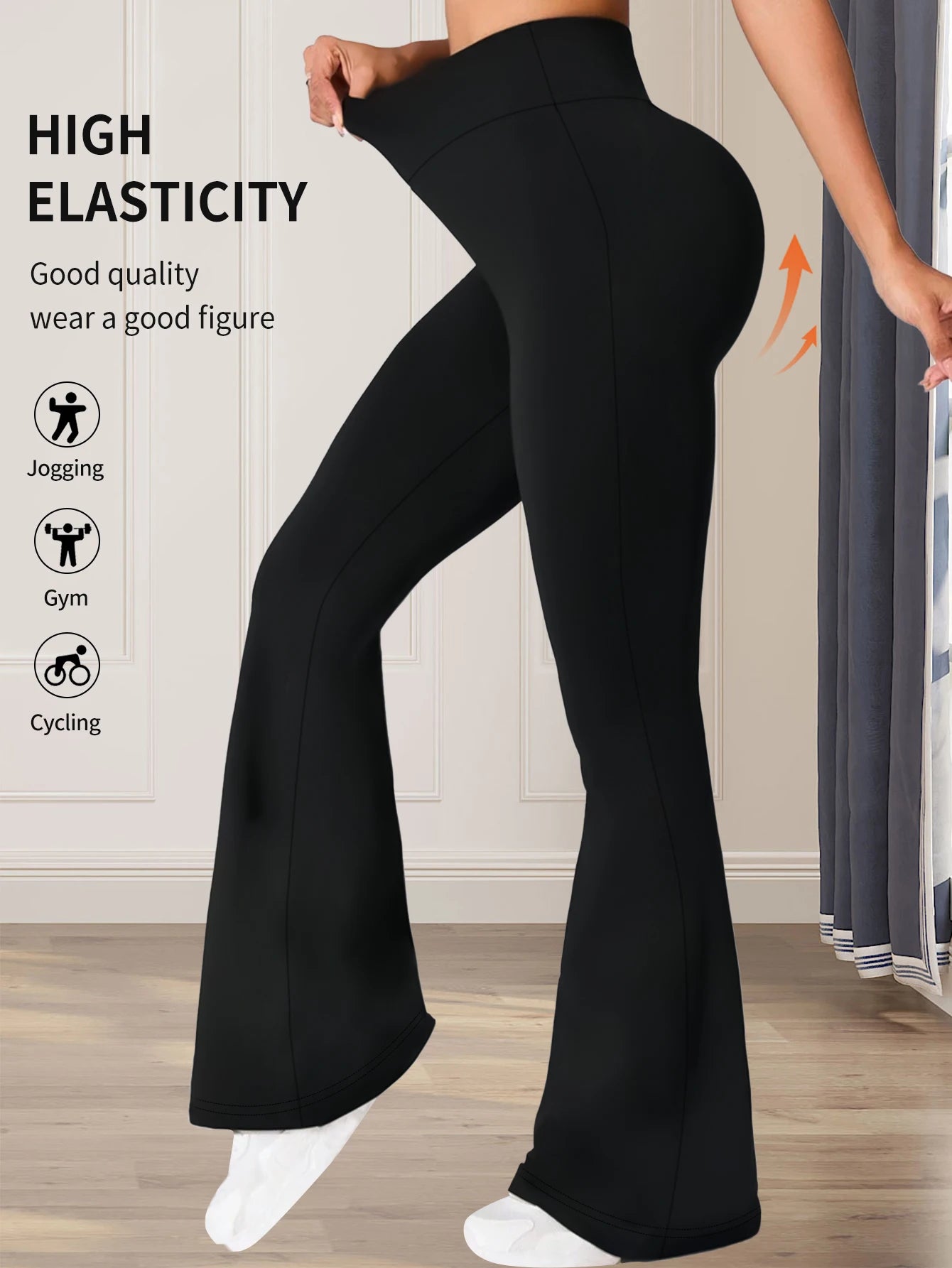High waisted tight fitting flared pants
