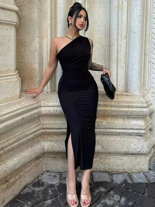 Split Sleeveless Backless Slim Maxi Dress