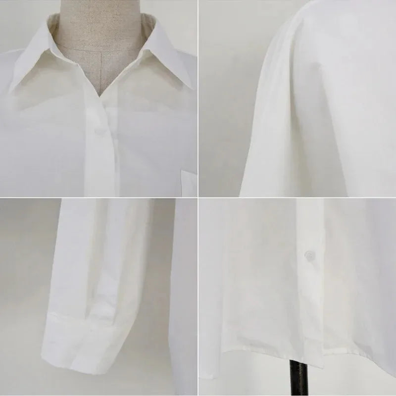 Turndown Collar Casual Loose Blouse