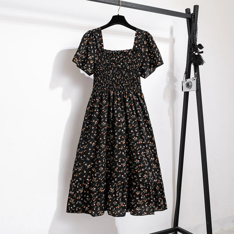 Short Sleeve Chiffon Midi Dress