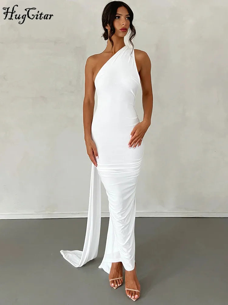 One Shoulder Backless Adjustable Maxi Dress