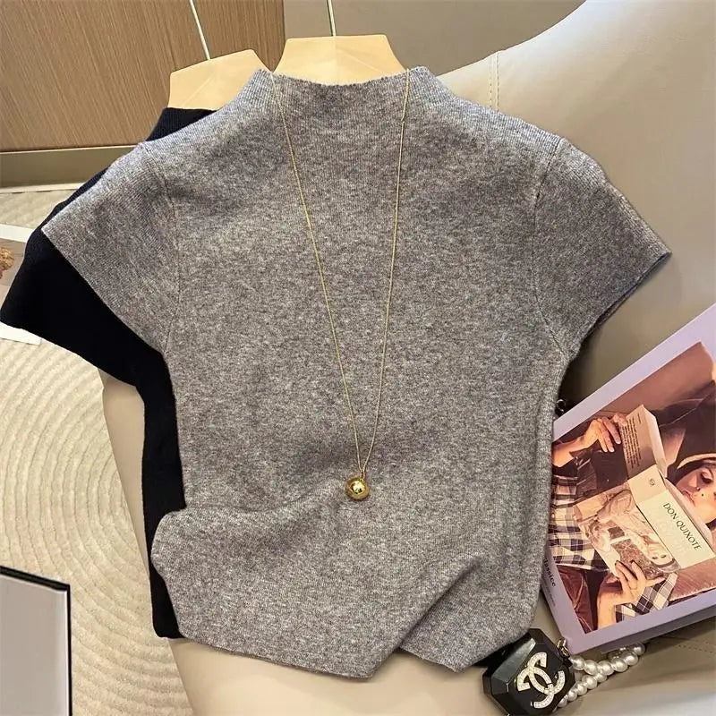 Basic Turtleneck Knitted Pullover Sweater