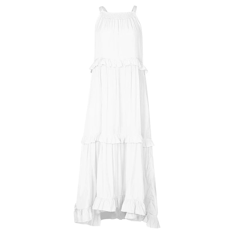 Solid Ruffles Long Dress
