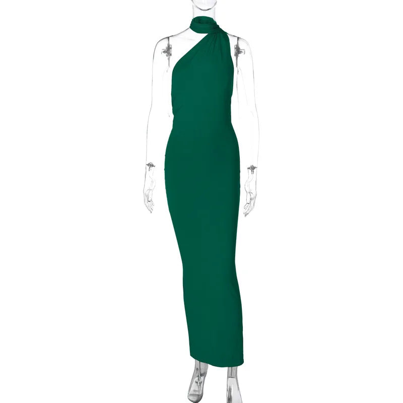 One Shoulder Backless Adjustable Maxi Dress