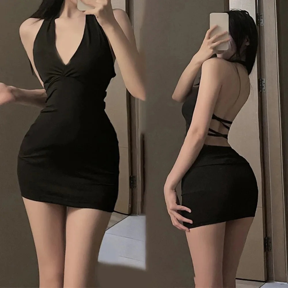 Women Sexy Halter Backless Mini Dress