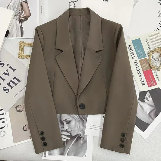 Notched Collar Cropped Blazers