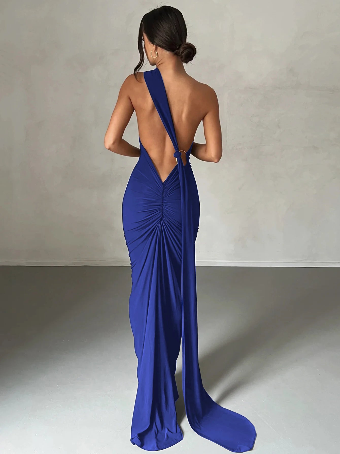 One Shoulder Backless Adjustable Maxi Dress