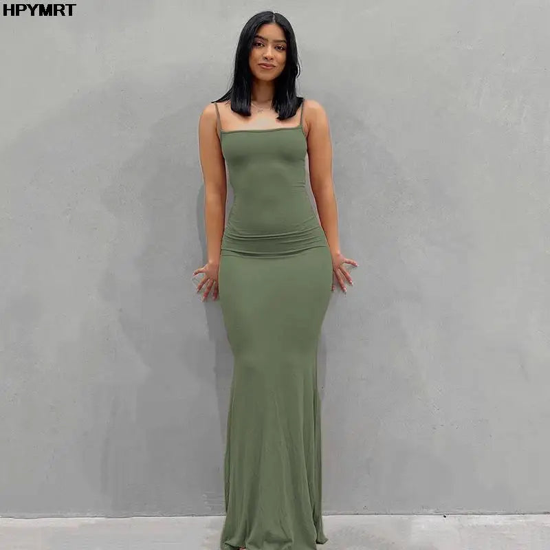 Satin Slip Sleeveless Backless Maxi Dress