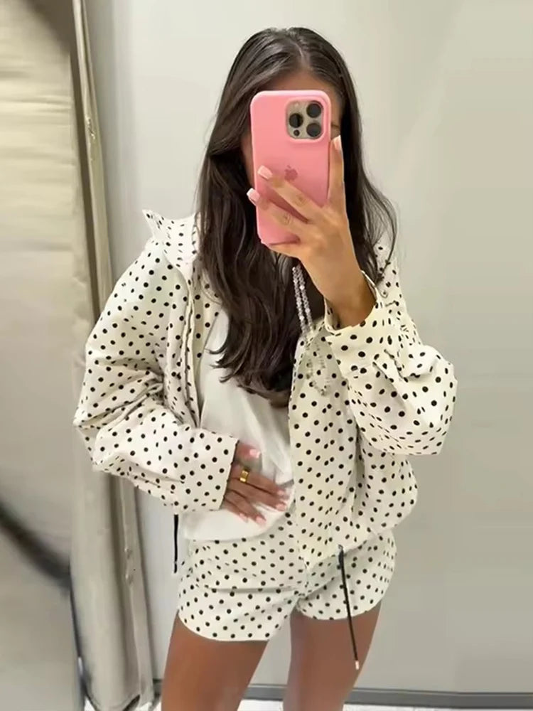 Polka Dot Print Short Coat