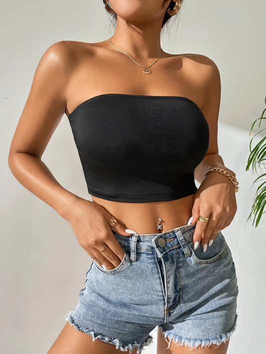 Strapless Plus-size seamless ice silk top