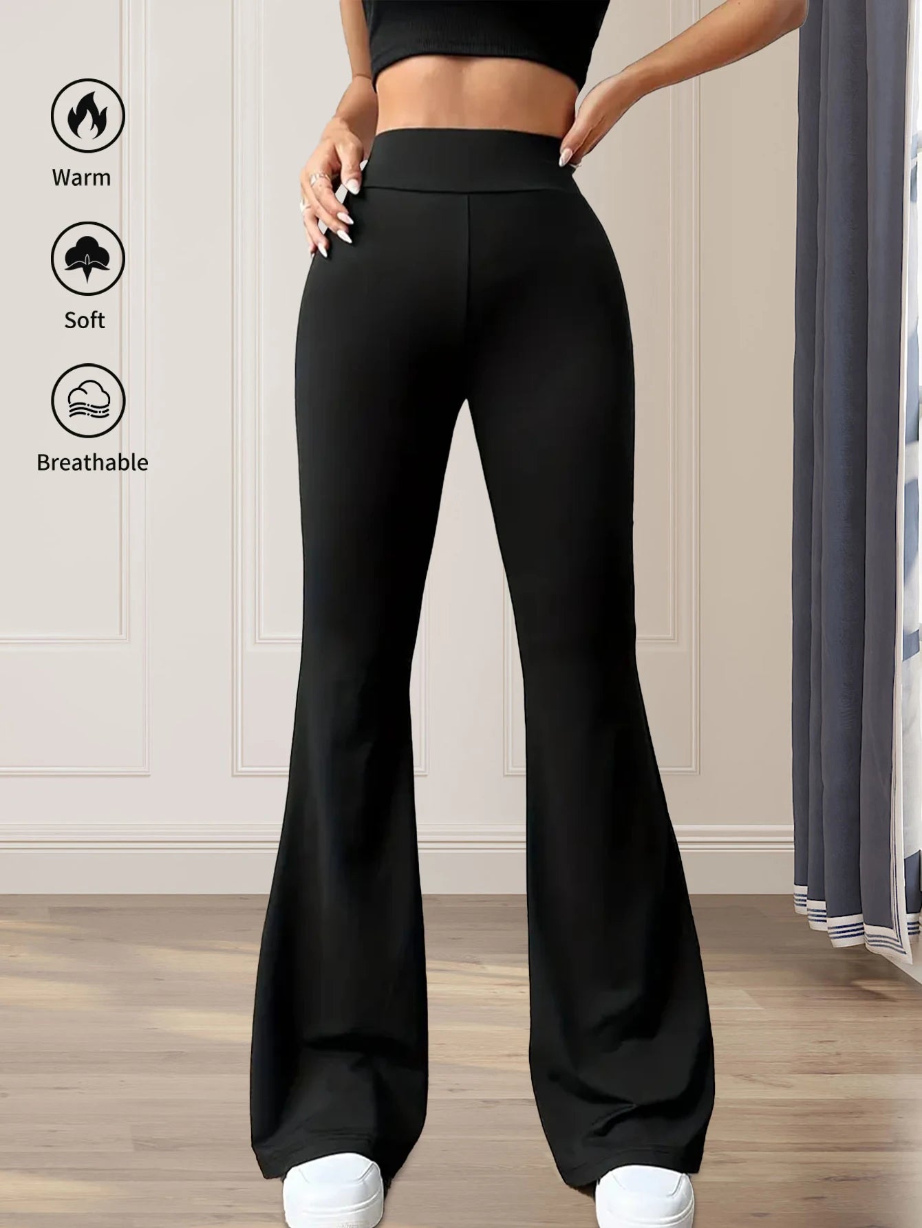 High waisted tight fitting flared pants