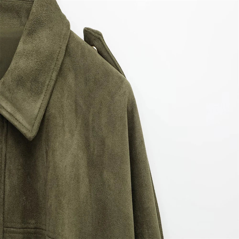 Faux Suede Collared Jacket