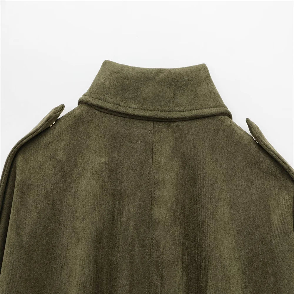 Faux Suede Collared Jacket