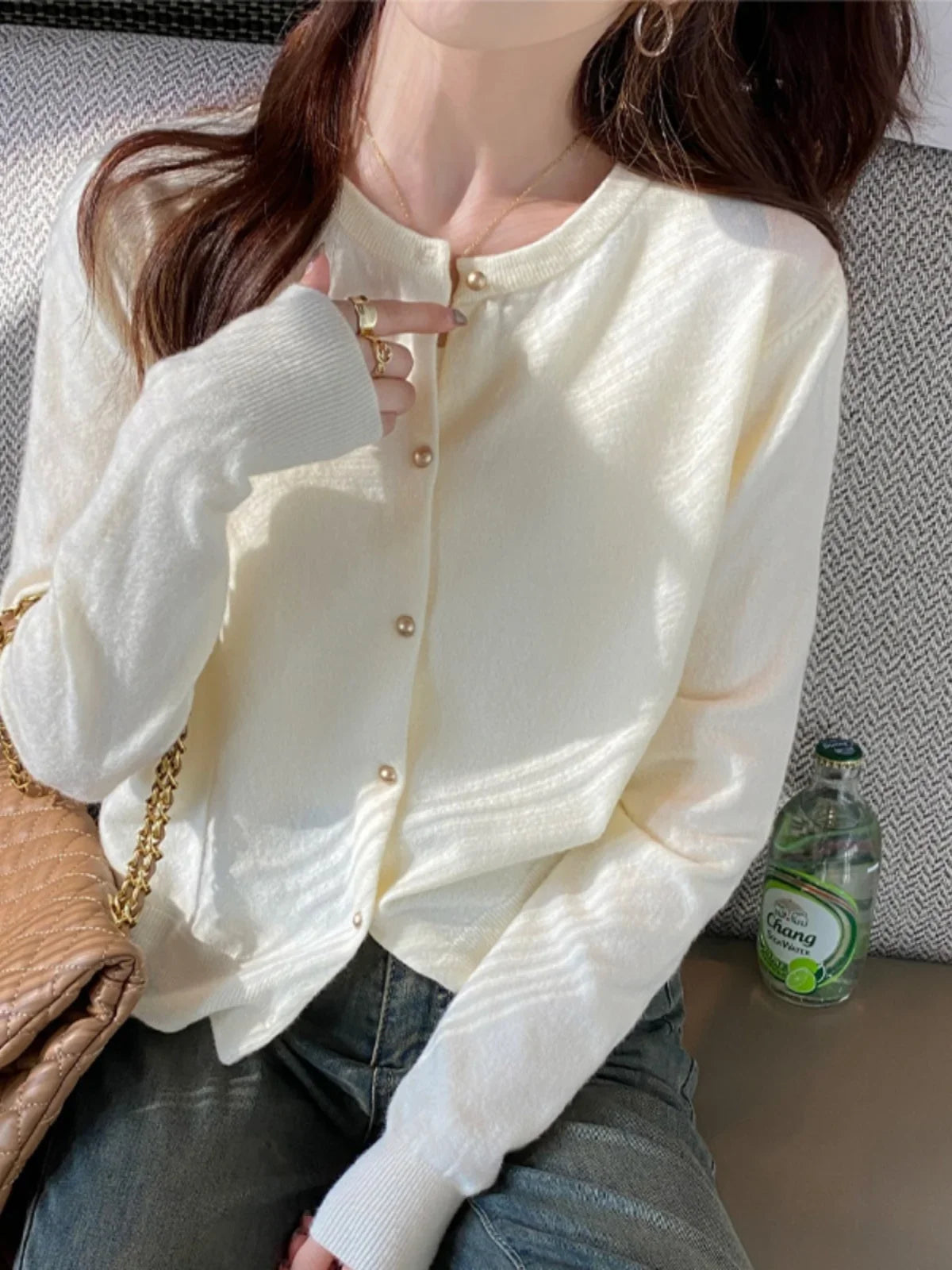 Knitted Single Breasted Long Sleeve Cardigan