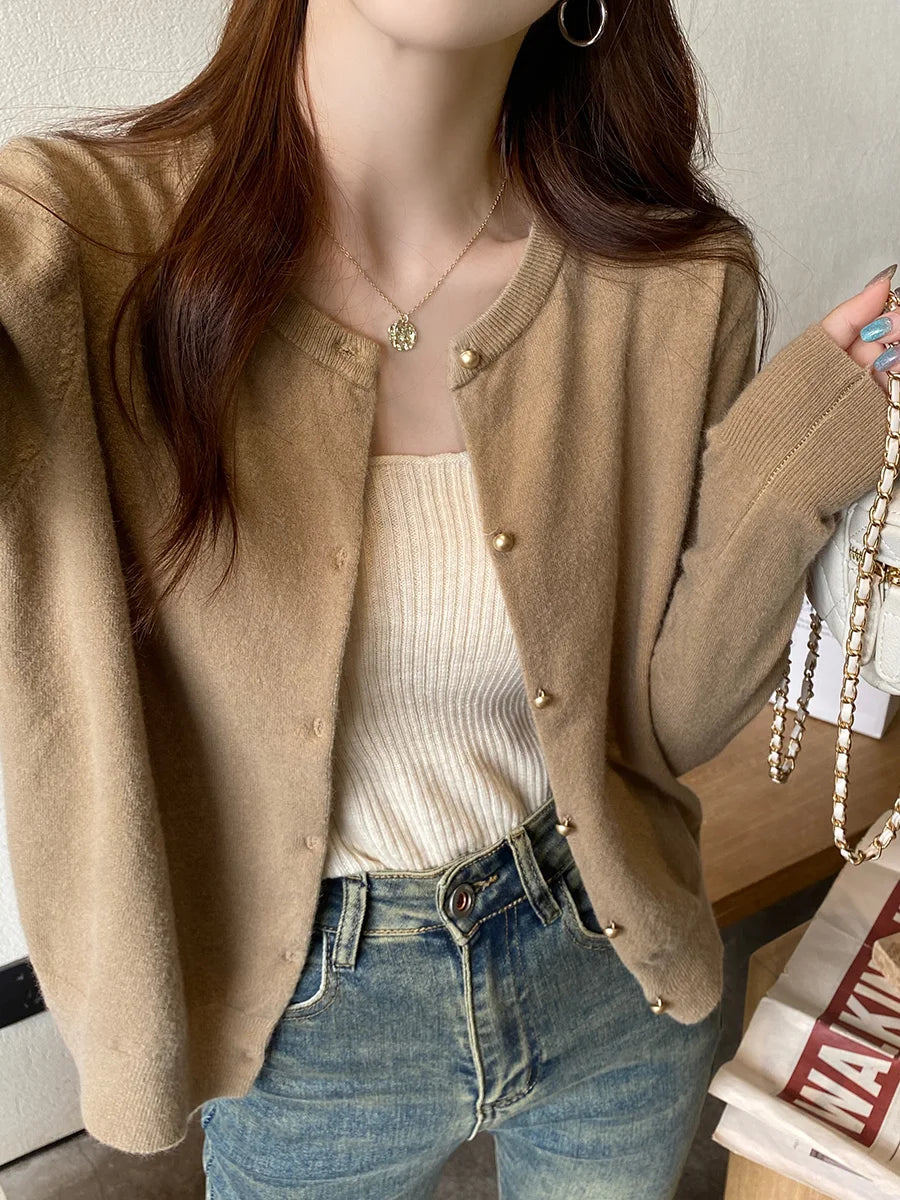 Knitted Single Breasted Long Sleeve Cardigan