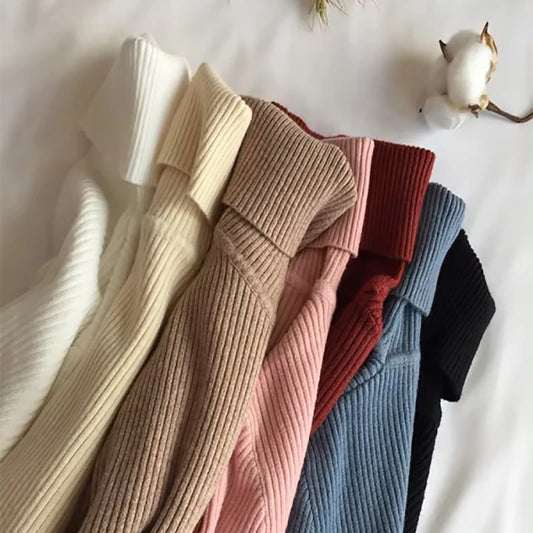 Thick Knitted Ribbed Pullover Sweater