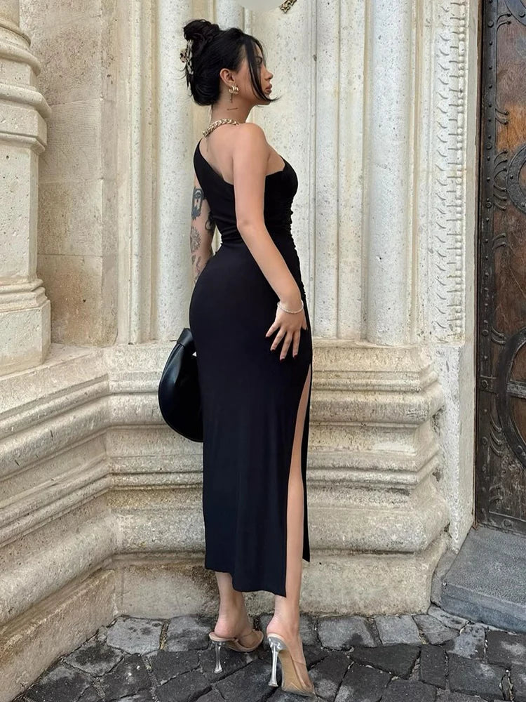 Split Sleeveless Backless Slim Maxi Dress