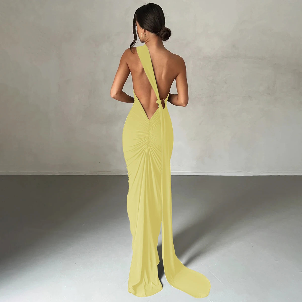 One Shoulder Backless Adjustable Maxi Dress
