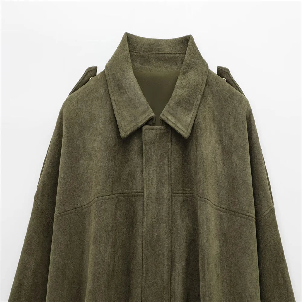 Faux Suede Collared Jacket