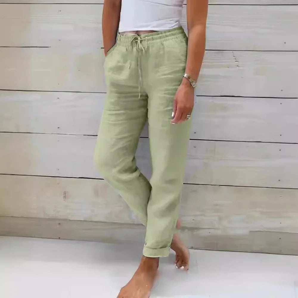High Waist Cotton Linen Pants