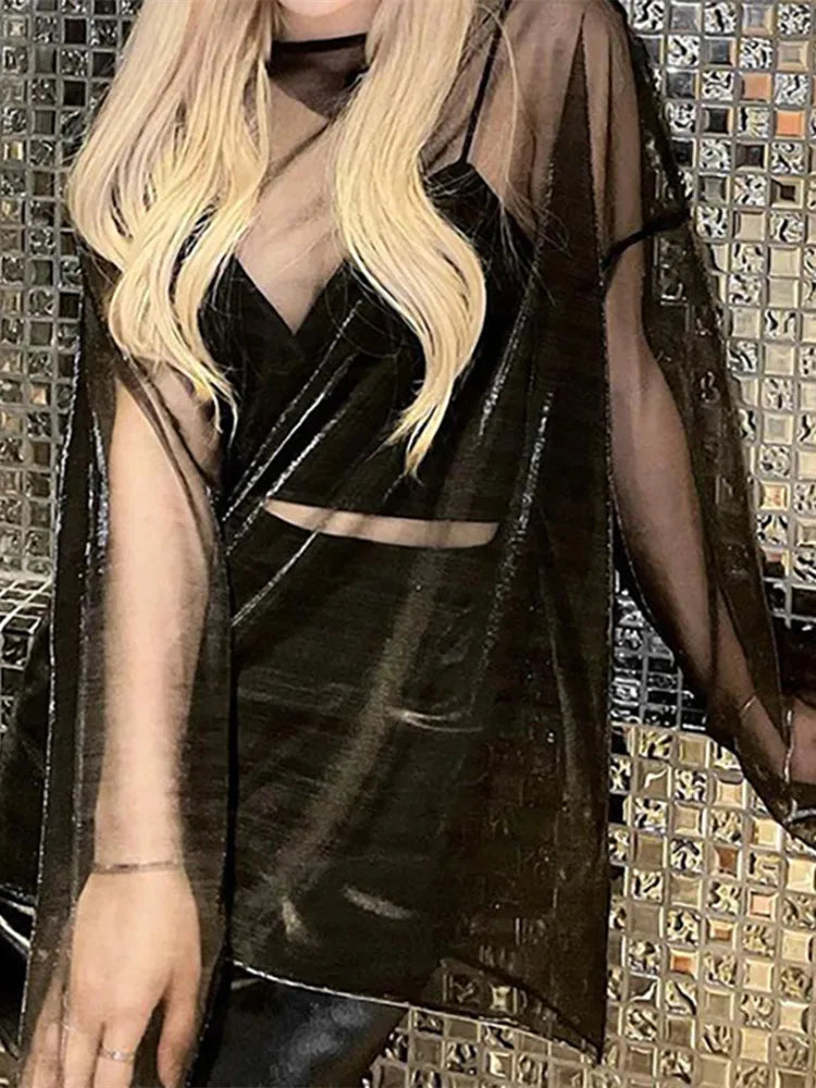 Oversized See Through Sleeve top
