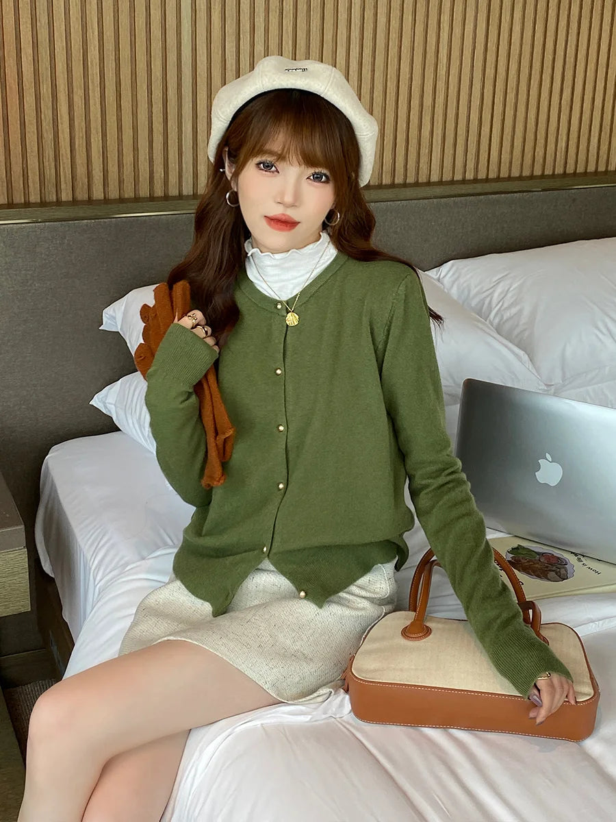 Knitted Single Breasted Long Sleeve Cardigan