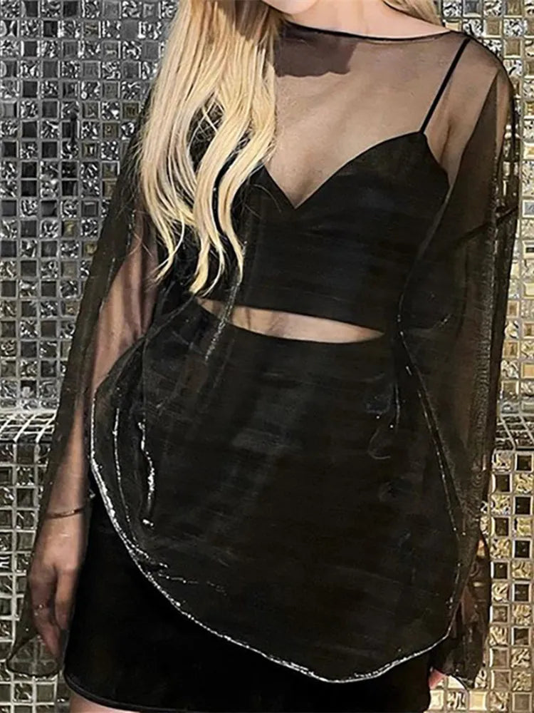 Oversized See Through Sleeve top