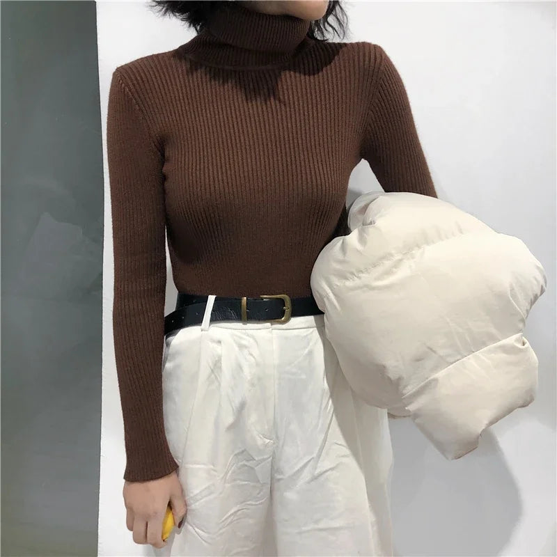 Thick Knitted Ribbed Pullover Sweater