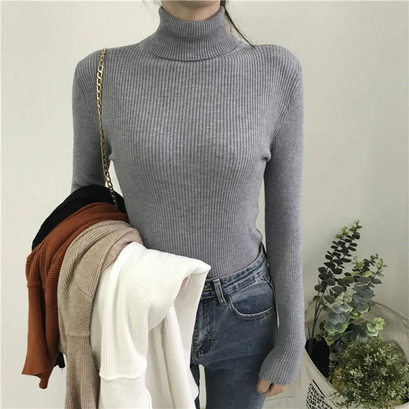 Thick Knitted Ribbed Pullover Sweater