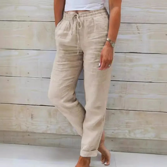 High Waist Cotton Linen Pants