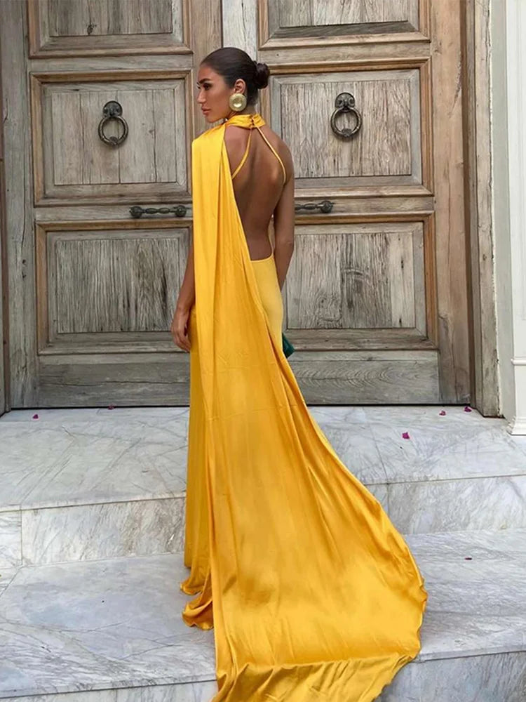 Halter Off Shoulder Sleeveless Maxi Dress
